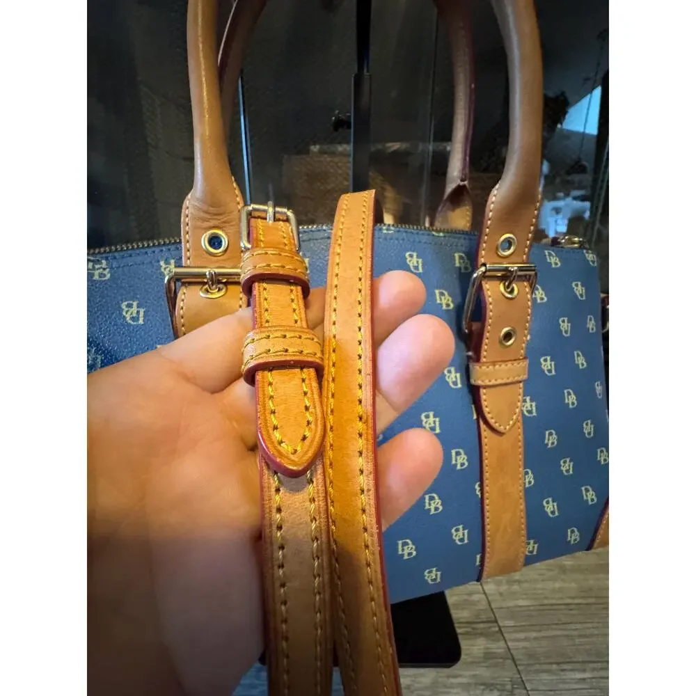 Dooney Bourke blue and natural leather Monogram handbag with strap vintage